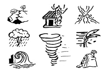 Natural Disasters Elements Handdrawn