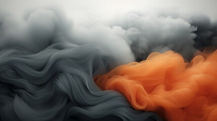 Abstract background black and orange smoke or clouds. The concept is cloudy sky, fog and gas.