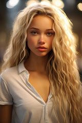 Fototapeta premium Beautiful woman and blonde hair.