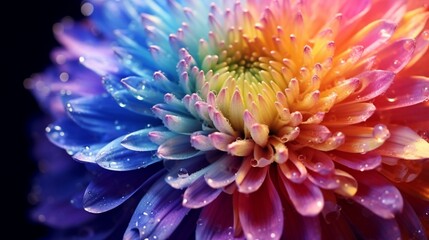 Beautiful macro image of a chrysanthemum bloom. Background of a rainbow chrysanthemum flower.