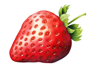 Watercolor illustration of a strawberry isolated on transparent background