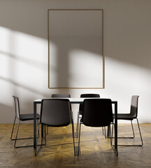 simple minimalist frame mockup poster in the diningroom