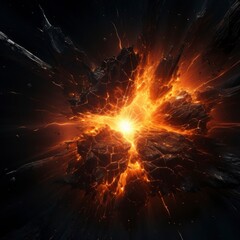 explosion of rocks in space forming a ball