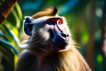 Baboons in the jungle. Graphic material about animals. Generative AI
