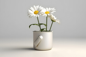 Daisy in a pot 3d rendering style