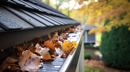 gutter guard struggling to contain autumn leaf buildupgutter guard struggling to contain autumn...