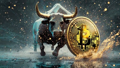 Bullmarket bitcoin - obrazy, fototapety, plakaty