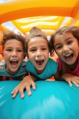 Kids on the inflatable bounce house
