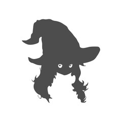 Young cute witch girl sketchbook cartoon style portrait. Long curly hair and big anime style eyes. Halloween relative character