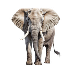 An African elephant walking through a grassland. Graphic material about animals. Generative AI