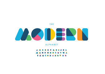 Vector of stylized modern font and alphabet