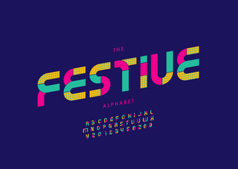 Vector of stylized modern font and alphabet