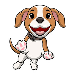 Cute little dog cartoon on white background