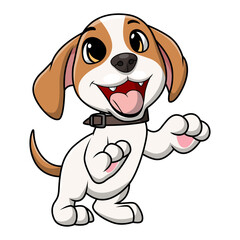 Cute little dog cartoon on white background