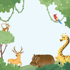 Wildlife Animal Illustration Frame Background