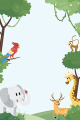 Wildlife Animal Illustration Frame Background