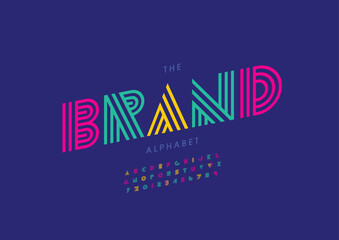 Vector of stylized modern font and alphabet