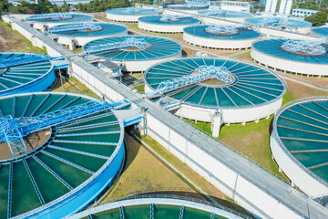 Aerial view of Drinking Water Treatment plants. Microbiology of drinking water production and...