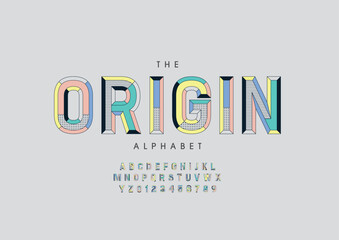 Vector of stylized modern font and alphabet