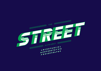 Vector of stylized modern font and alphabet