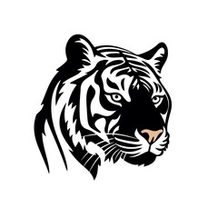 Close-up of a tiger head vector illustration with tiger stripes isolated on white background