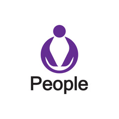 Abstract People Logo. Circle Shape with Human Icon isolated on White Background.