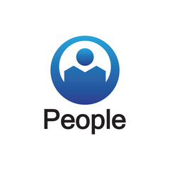Abstract People Logo. Circle Shape with Human Icon isolated on White Background.