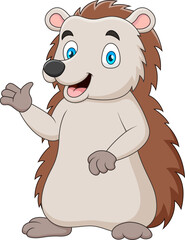 Cute cartoon hedgehog illustration mascot. Vector illustration