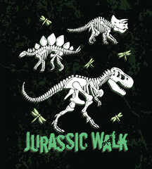 Dinosaur fossil silhouette vector illustration. Art in a simple and stripped style. Design for printing on t-shirts, posters and etc... © Leo