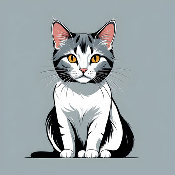 Adorable Cartoon Cat Portrait in Nature - Happy Pet Outdoors ai generative