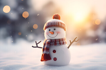 Merry Christmas with happy snowman
