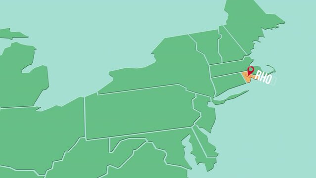 Mapa de los Estados Unidos de Am&eacute;rica con divisi&oacute;n pol&iacute;tica resaltando el estado de Rhode Island