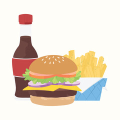 Fast Food and Soft Drink Illustration