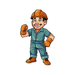 Fototapeta premium Confident Cartoon character logo of Home Builder