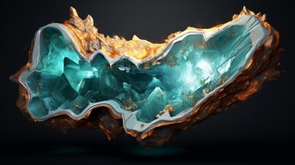 a creation by a geode artist. Eastern-styled luxury art with aquamarine. lovely Larimar gemstone. An invitation, card, or poster can have a stylish background made by an acrylic painting. - obrazy, fototapety, plakaty