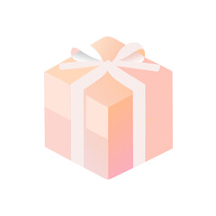 Gift box with bow and Pastel Soft Gold ribbon. Surprise box. Prize Reward Package Special Holiday Christmas Birthday Present Graphic Element Cartoon Modern flat Colorful vector illustration Draw