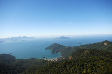 View of Pico do Papaguaio, located on Ilha Grande in the state of Rio de Janeiro.