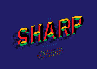 Vector of stylized modern font and alphabet