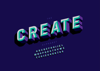 Vector of stylized modern font and alphabet