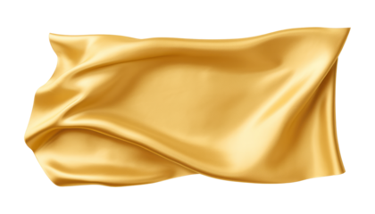 golden silk fabric isolated on transparent background cutout
