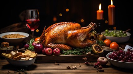 Christmas and Holiday Roasted Turkey on a Platter Professional Photo