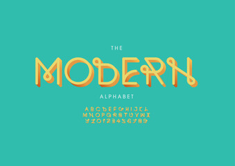Vector of stylized modern font and alphabet