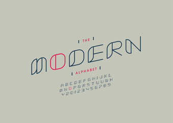 Vector of stylized modern font and alphabet