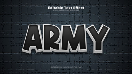 Black and white army 3d editable text effect - font style