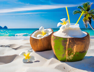 coconut cocktail on the beach