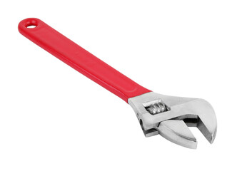 Red adjustable wrench isolated on white
