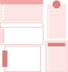 Cute Pink  elements for journal and notebook. Task planners, paper stickers, banners, to do lists or notepads