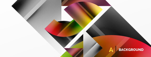 Minimalistic elegance shines through in this metallic background, showcasing composition of circles and triangles, creating geometric masterpiece