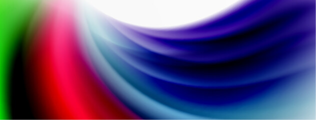 Rainbow color silk blurred wavy line background on white, luxuriously vibrant visually captivating backdrop. Stunning blend of colors reminiscent of rainbow, silky and gracefully blurred wavy pattern