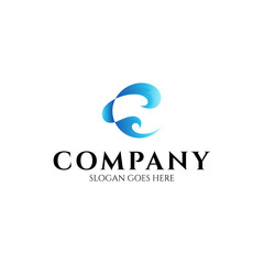 Wave C letter creative logo concept